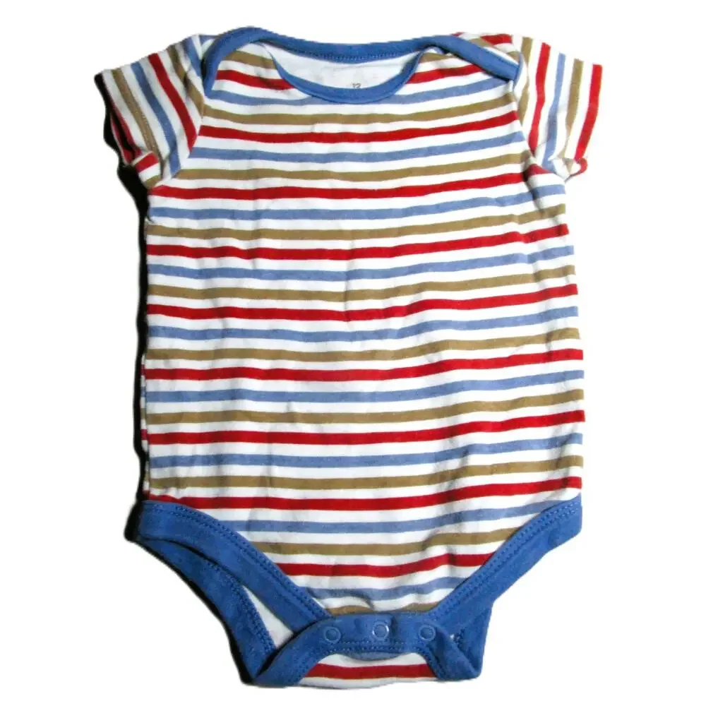 Baby Bodysuit Bundle Shark, Goldfish & Stripes Three Cotton One‑Pieces, Size 12M
